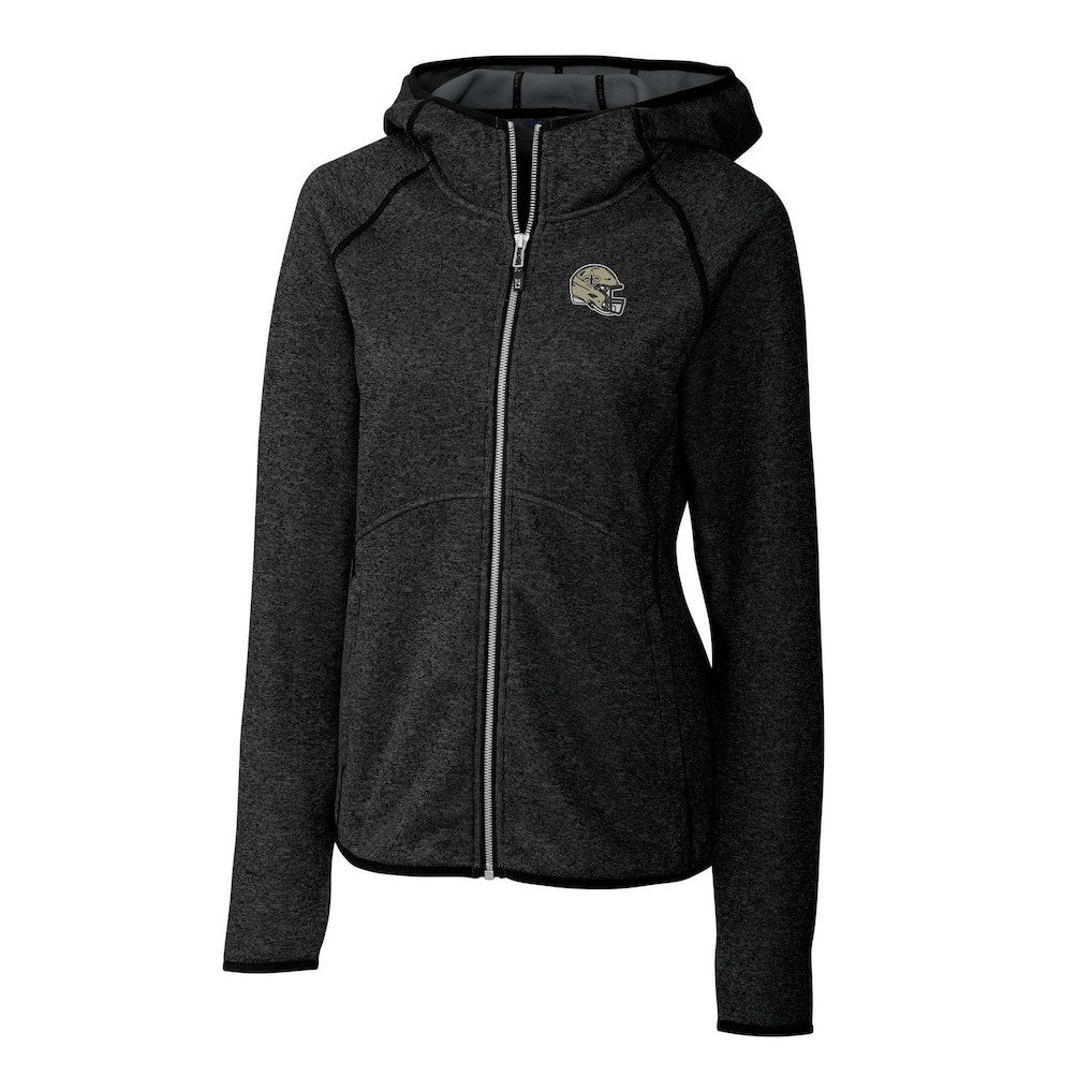 New Orleans Saints  Cutter & Buck Women's Helmet Logo Mainsail Sweater-Knit Full-Zip Hoodie