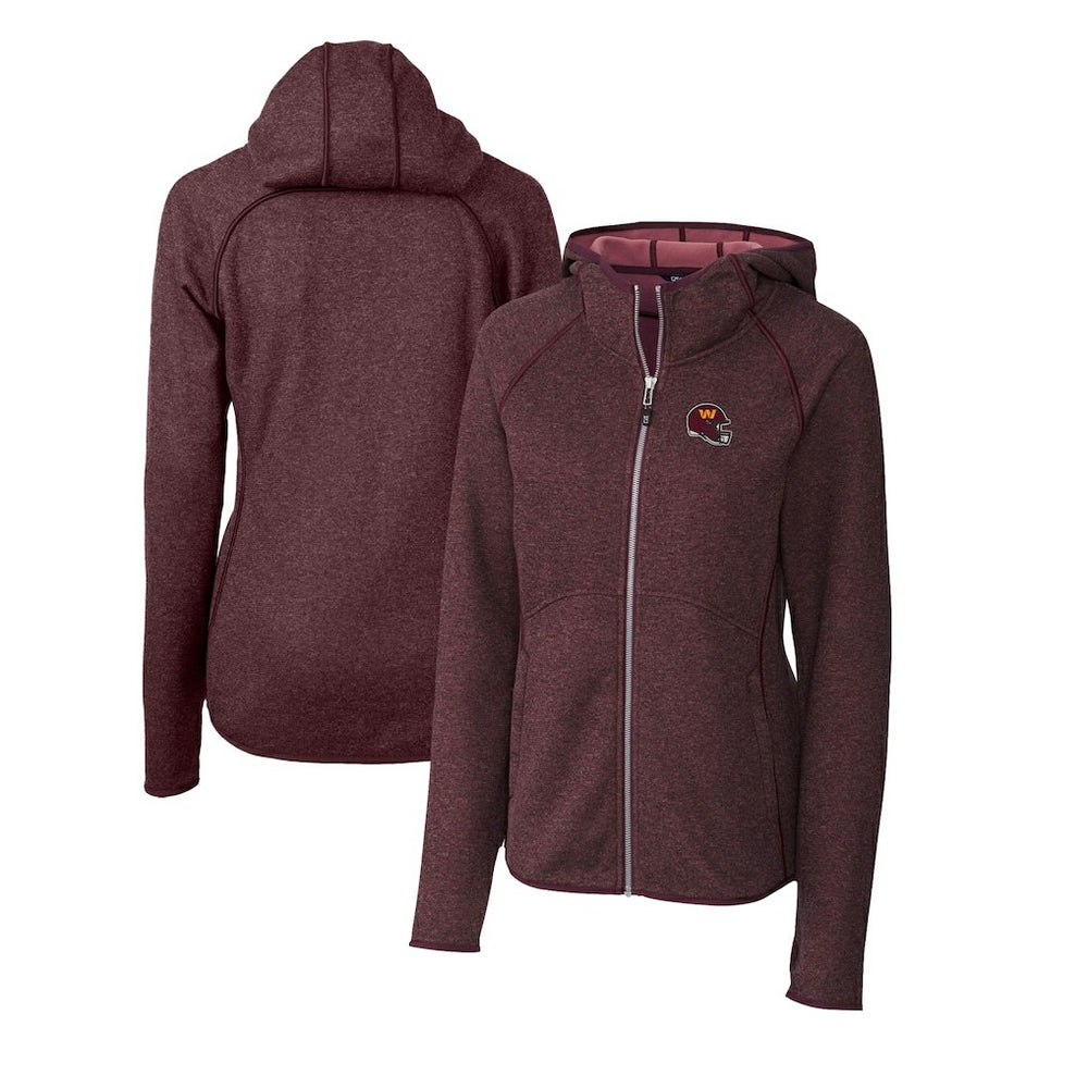 Washington Commanders  Cutter & Buck Women's Helmet Logo Mainsail Sweater-Knit Full-Zip Hoodie