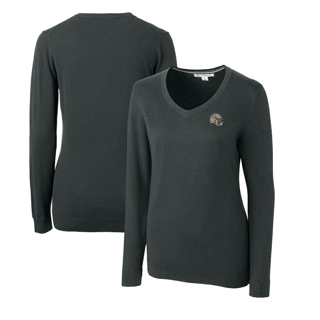 New Orleans Saints  Cutter & Buck Women's Helmet Logo Lakemont Tri-Blend V-Neck Pullover Sweater