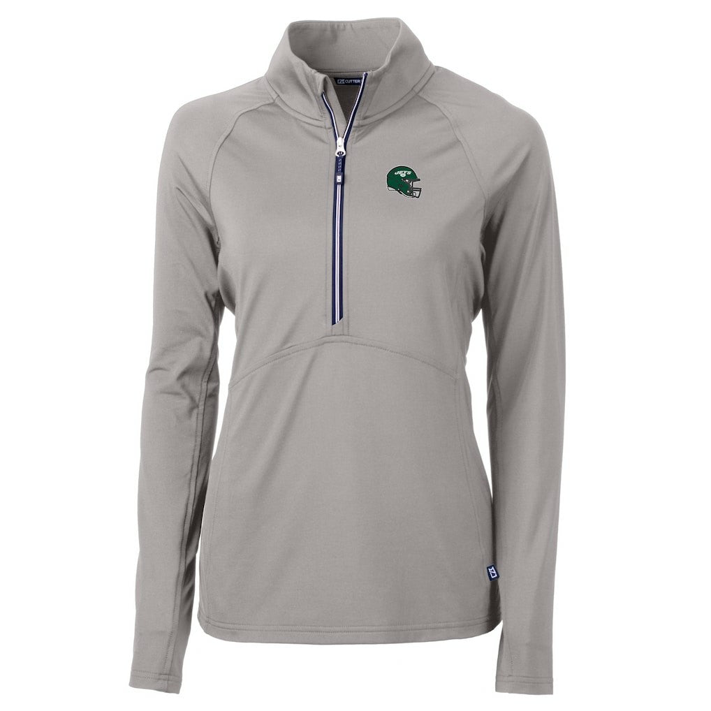 New York Jets  Cutter & Buck Women's Helmet Logo Adapt Eco Knit Stretch Recycled Half-Zip Pullover Top