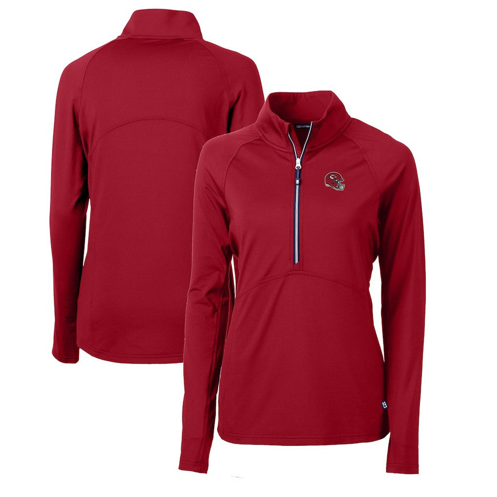 Kansas City Chiefs  Cutter & Buck Women's Helmet Logo Adapt Eco Knit Stretch Recycled Half-Zip Pullover Top