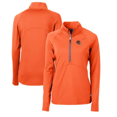 Cincinnati Bengals  Cutter & Buck Women's Helmet Logo Adapt Eco Knit Stretch Recycled Half-Zip Pullover Top