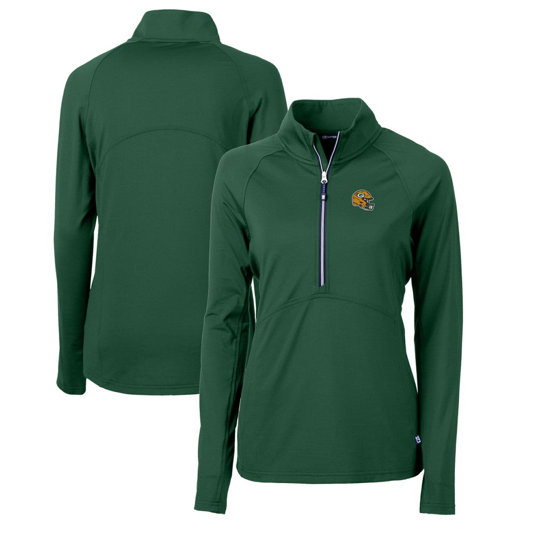 Green Bay Packers  Cutter & Buck Women's Helmet Logo Adapt Eco Knit Stretch Recycled Half-Zip Pullover Top