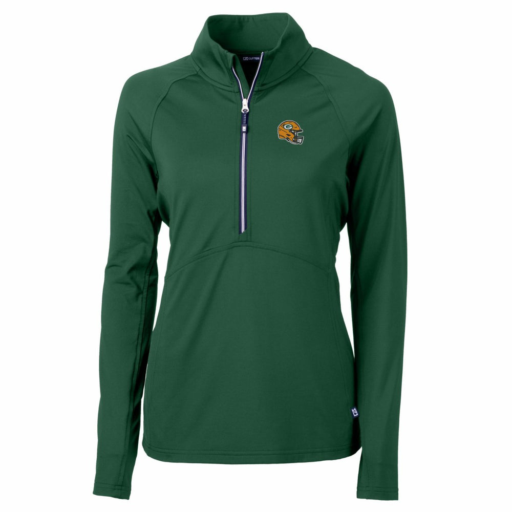 Green Bay Packers  Cutter & Buck Women's Helmet Logo Adapt Eco Knit Stretch Recycled Half-Zip Pullover Top