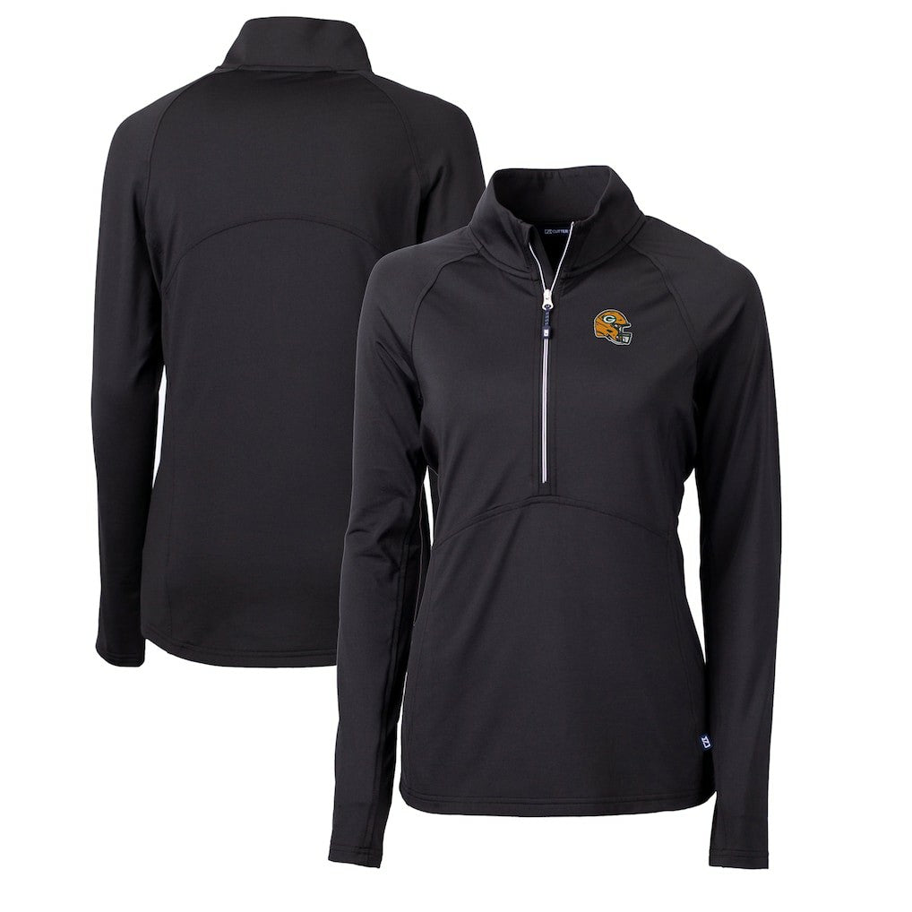 Green Bay Packers  Cutter & Buck Women's Helmet Logo Adapt Eco Knit Stretch Recycled Half-Zip Pullover Top