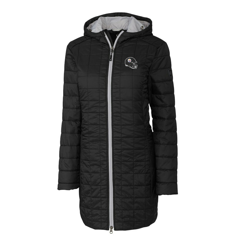 Pittsburgh Steelers  Cutter & Buck Women's Helmet Logo Rainier Primaloft Eco Insulated Hooded Long Coat