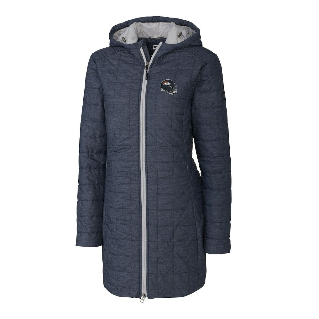 Denver Broncos  Cutter & Buck Women's Helmet Logo Rainier Primaloft Eco Insulated Hooded Long Coat