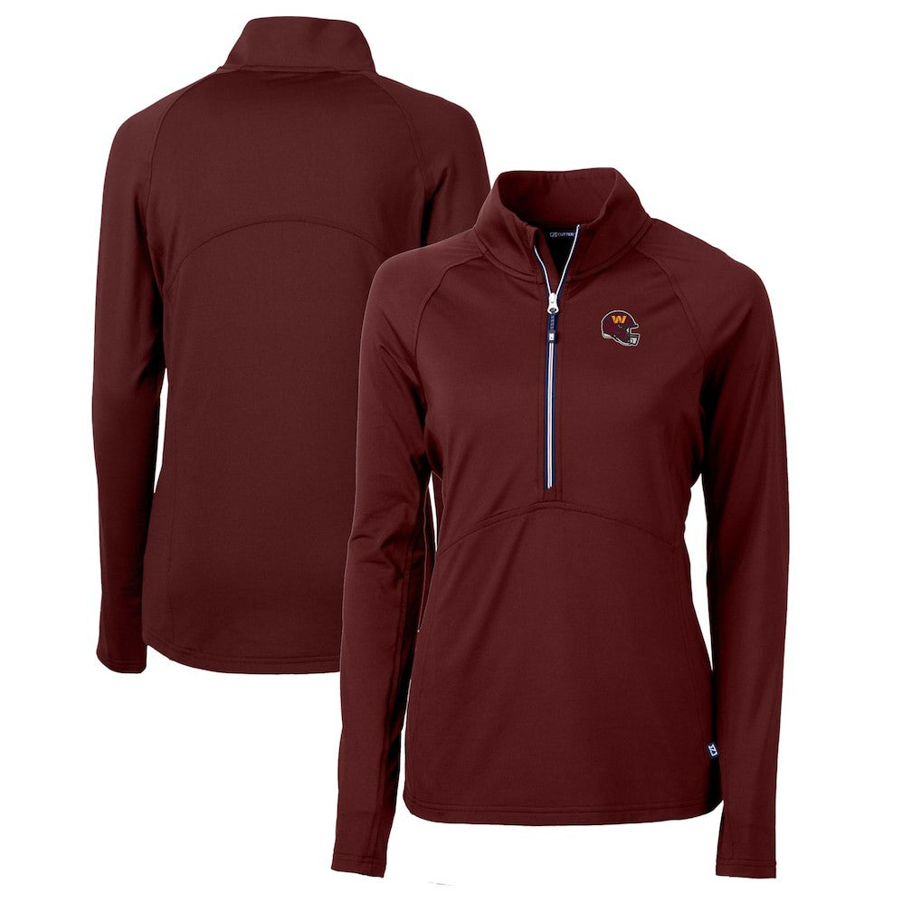 Washington Commanders  Cutter & Buck Women's Helmet Logo Adapt Eco Knit Stretch Recycled Half-Zip Pullover Top