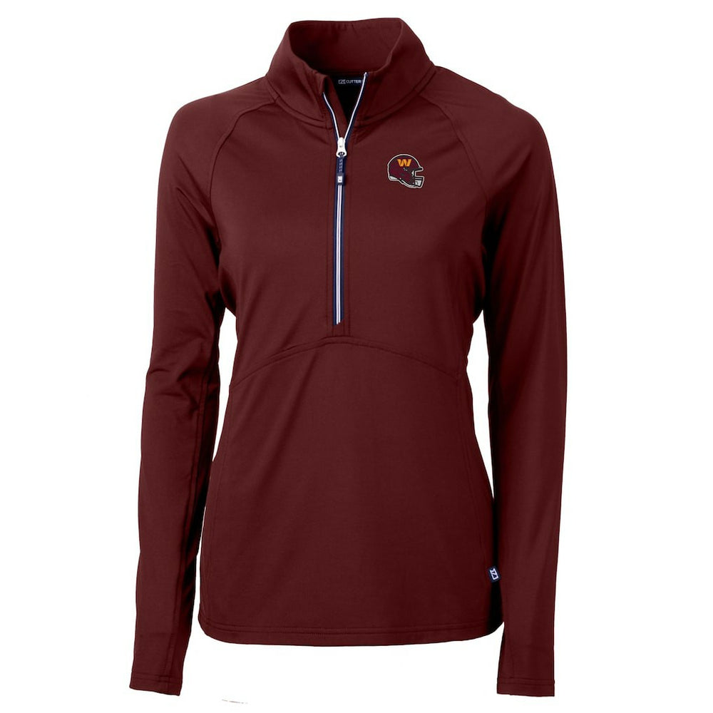 Washington Commanders  Cutter & Buck Women's Helmet Logo Adapt Eco Knit Stretch Recycled Half-Zip Pullover Top