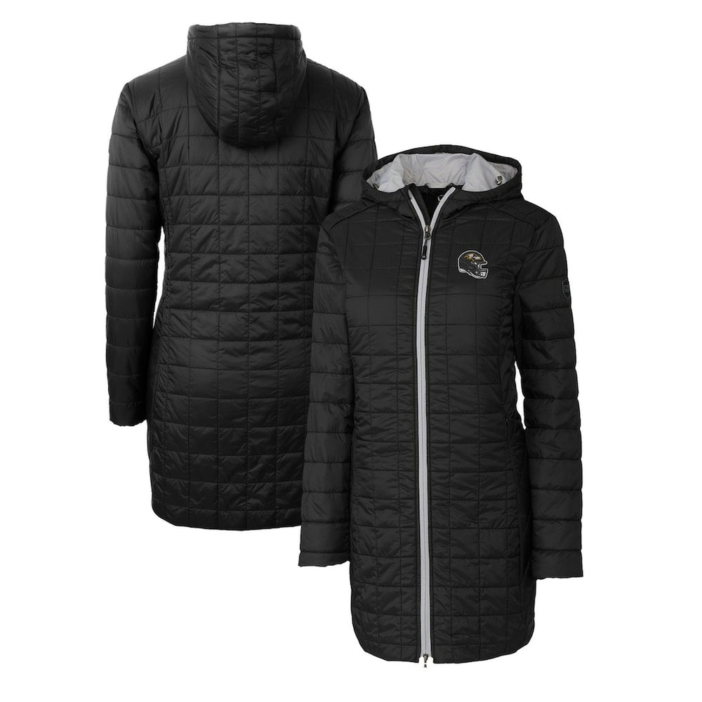 Baltimore Ravens  Cutter & Buck Women's Helmet Logo Rainier Primaloft Eco Insulated Hooded Long Coat