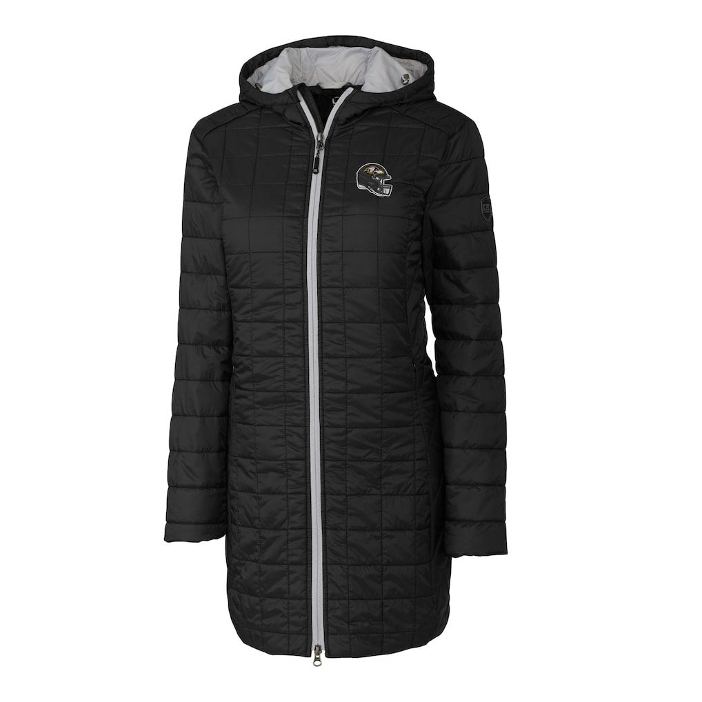 Baltimore Ravens  Cutter & Buck Women's Helmet Logo Rainier Primaloft Eco Insulated Hooded Long Coat