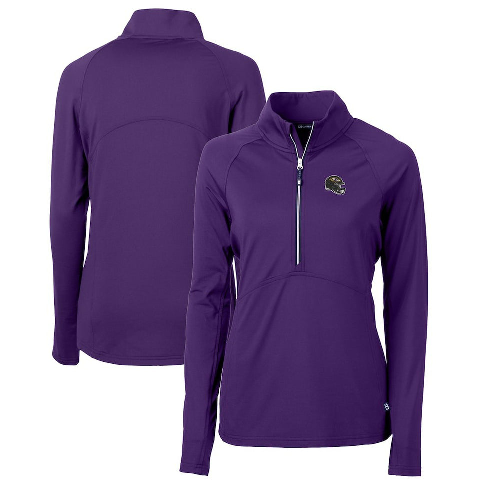 Baltimore Ravens  Cutter & Buck Women's Helmet Logo Adapt Eco Knit Stretch Recycled Half-Zip Pullover Top