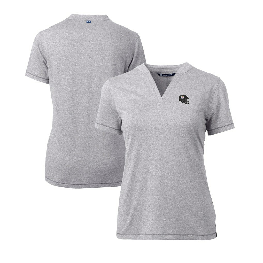 Pittsburgh Steelers  Cutter & Buck Women's Helmet Logo DryTec Forge Stretch V-Neck Blade Top