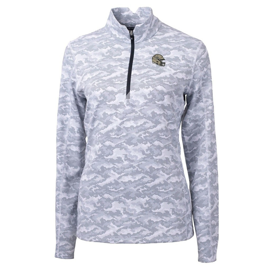 New Orleans Saints  Cutter & Buck Women's Helmet Logo Traverse Camo Print Stretch Quarter-Zip Pullover Top
