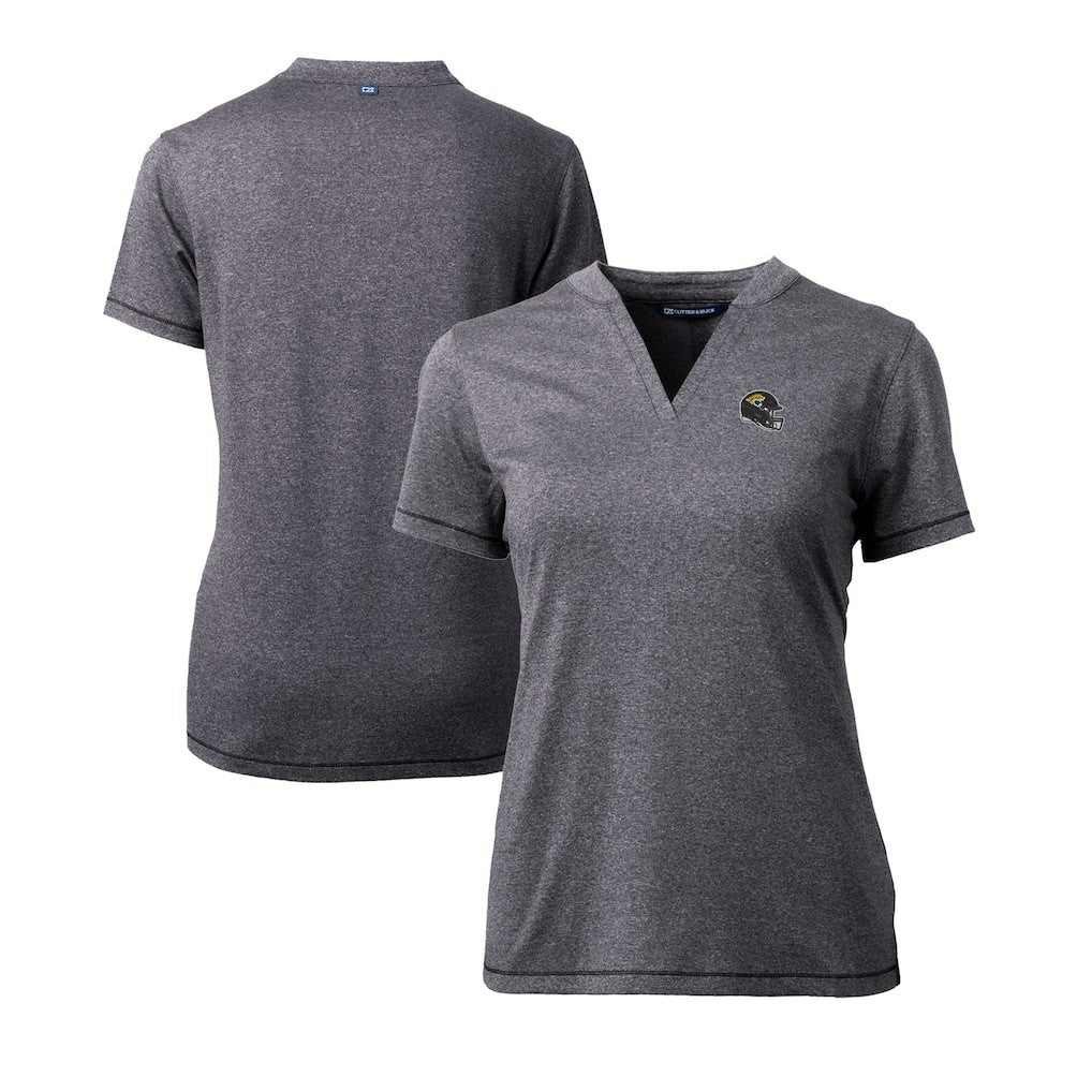 Jacksonville Jaguars  Cutter & Buck Women's Helmet Logo DryTec Forge Stretch V-Neck Blade Top