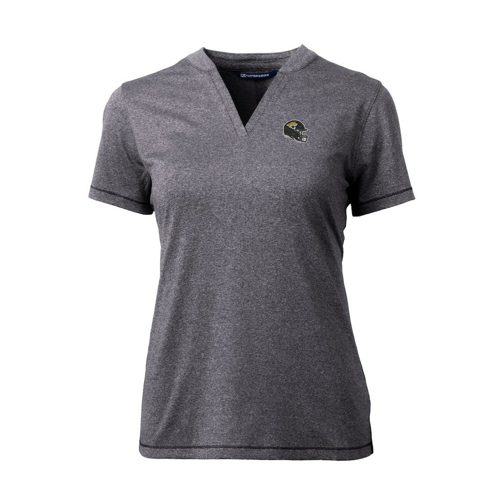 Jacksonville Jaguars  Cutter & Buck Women's Helmet Logo DryTec Forge Stretch V-Neck Blade Top