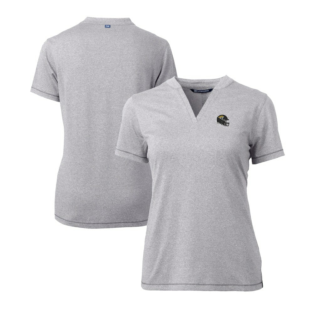 Jacksonville Jaguars  Cutter & Buck Women's Helmet Logo DryTec Forge Stretch V-Neck Blade Top