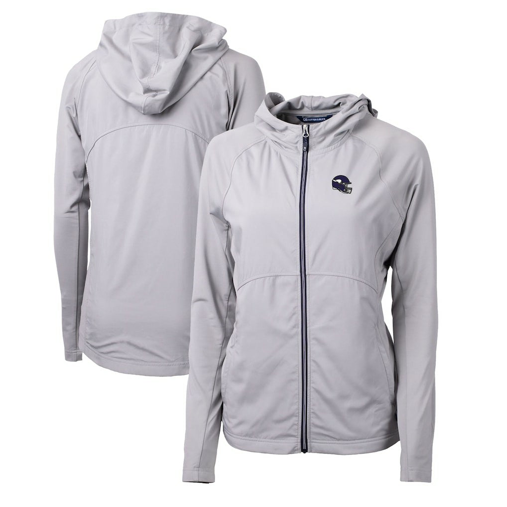 Minnesota Vikings  Cutter & Buck Women's Helmet Logo Adapt Eco Knit Hybrid Recycled Full-Zip Hoodie