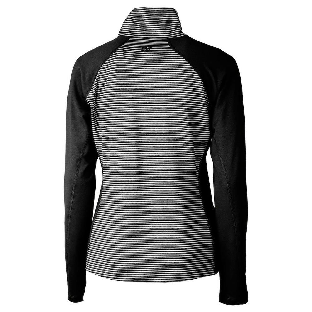 Cincinnati Bengals  Cutter & Buck Women's Helmet Logo DryTec Forge Tonal Stripe Stretch Half-Zip Top