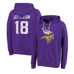 Minnesota Vikings  Justin Jefferson  Majestic Threads Name & Number Tri-Blend Pullover Hoodie