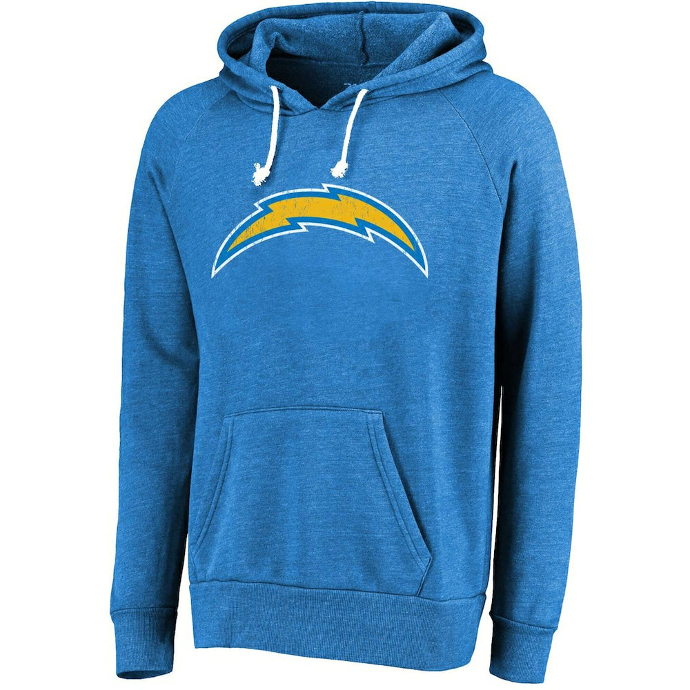 Los Angeles Chargers  Justin Herbert  Majestic Threads Name & Number Tri-Blend Pullover Hoodie
