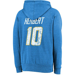 Los Angeles Chargers  Justin Herbert  Majestic Threads Name & Number Tri-Blend Pullover Hoodie