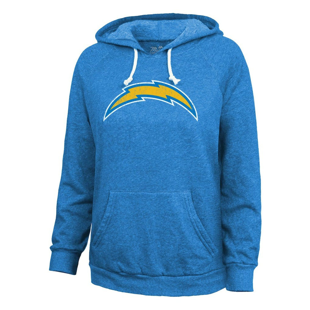 Los Angeles Chargers  Justin Herbert  Majestic Threads Women's Name & Number Tri-Blend Pullover Hoodie