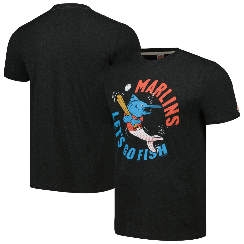 Miami Marlins Homage Doodle Collection Let's Go Fish Tri-Blend T-Shirt | MLB Outlet