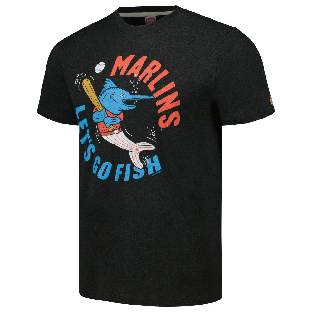 Miami Marlins Homage Doodle Collection Let's Go Fish Tri-Blend T-Shirt | MLB Outlet
