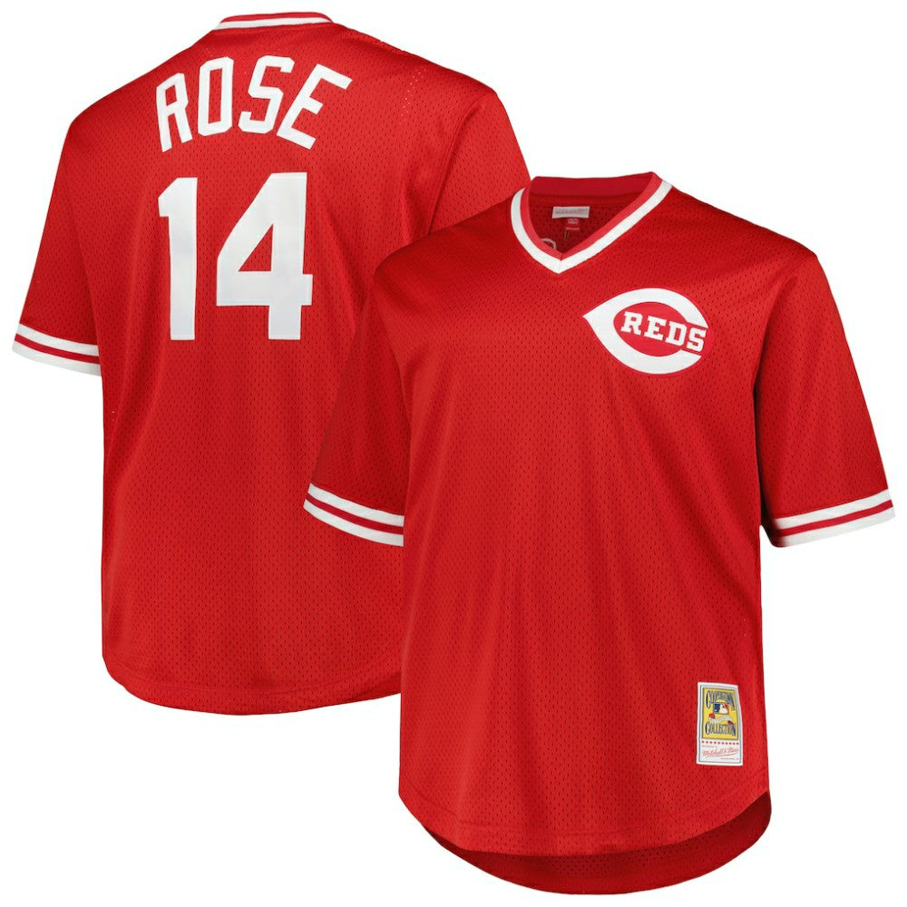 Pete Rose Cincinnati Reds Mitchell & Ness 1984 Cooperstown Collection Mesh Pullover Jersey | MLB Outlet