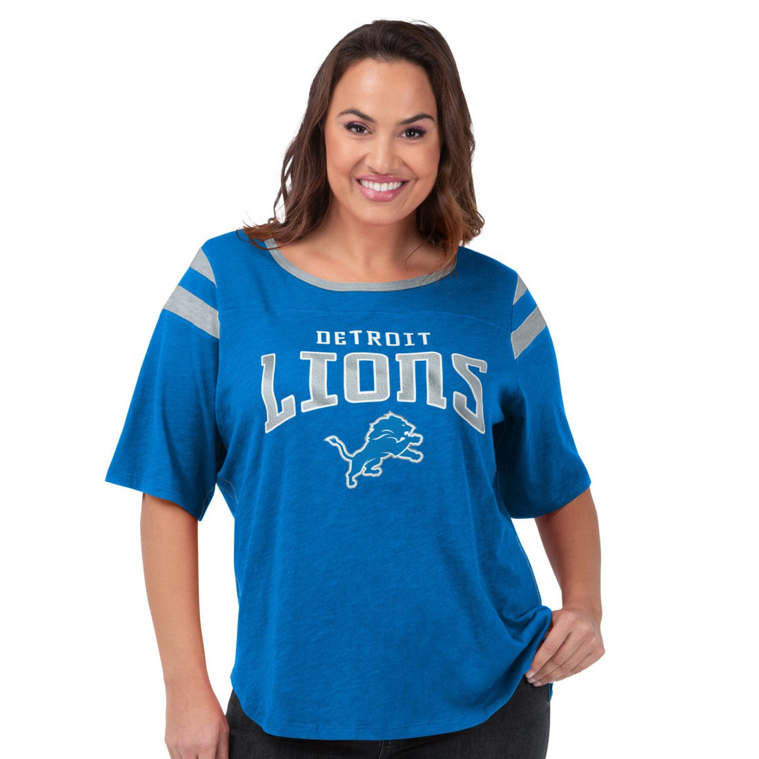 Detroit Lions  G-III 4Her by Carl Banks Women's Plus Size Linebacker T-Shirt