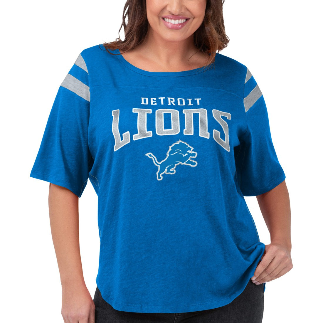 Detroit Lions  G-III 4Her by Carl Banks Women's Plus Size Linebacker T-Shirt