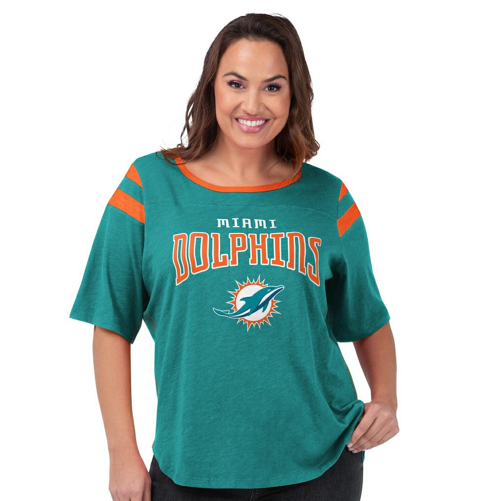 Miami Dolphins  G-III 4Her by Carl Banks Women's Plus Size Linebacker T-Shirt