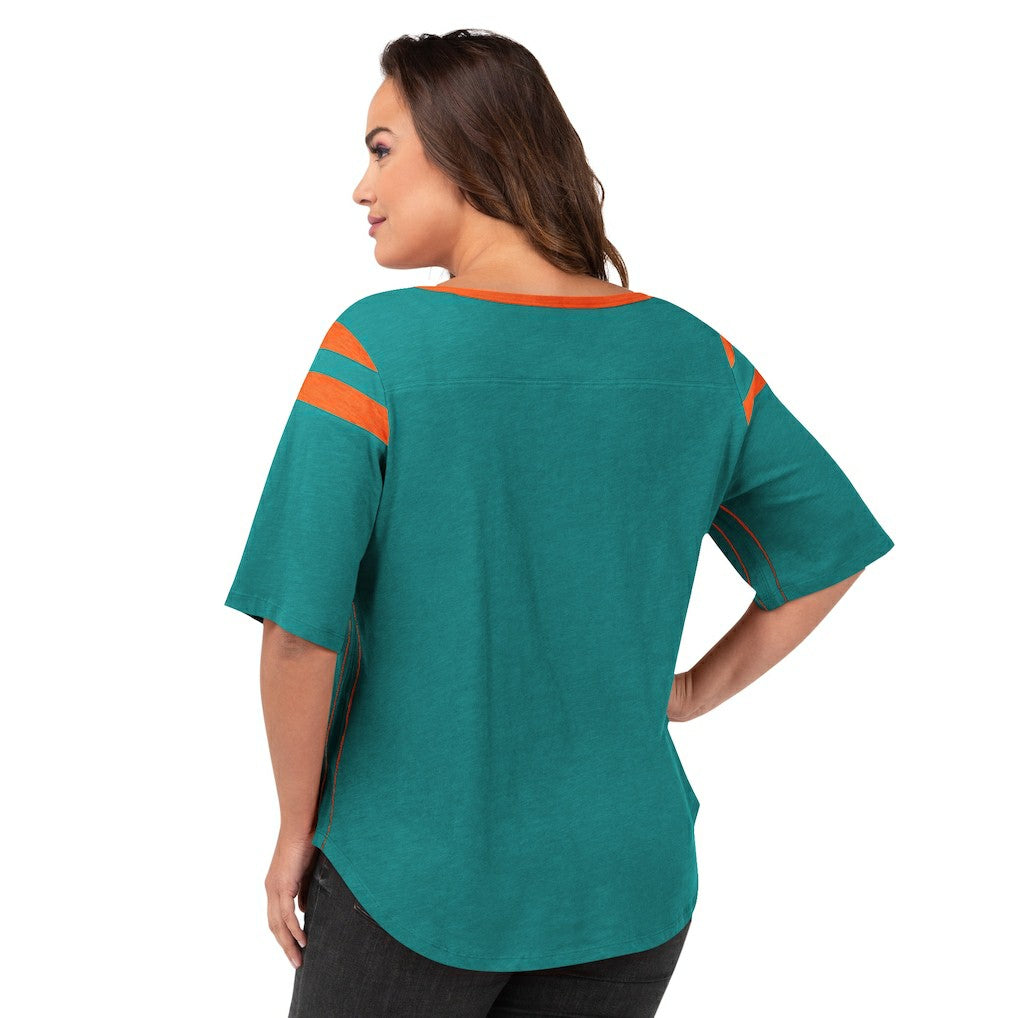 Miami Dolphins  G-III 4Her by Carl Banks Women's Plus Size Linebacker T-Shirt