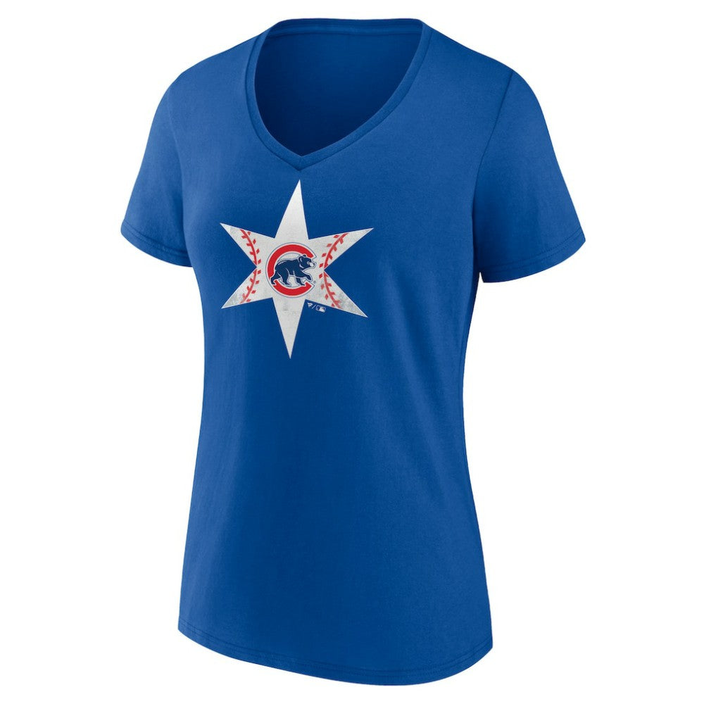 Chicago Cubs Women's Hometown Collection Chi Star V-Neck T-Shirt | MLB Online