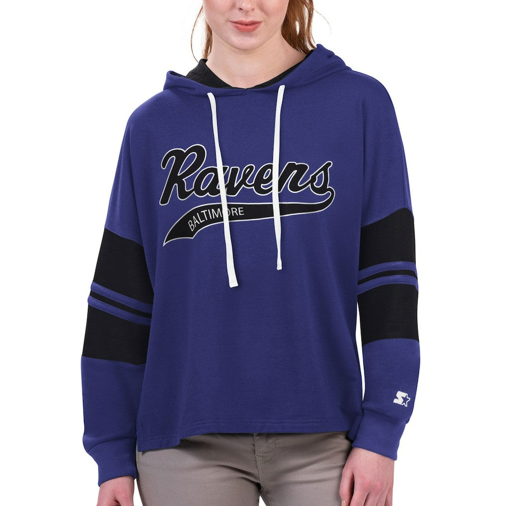 Baltimore Ravens  Starter Women's Bump And Run Long Sleeve Hoodie T-Shirt