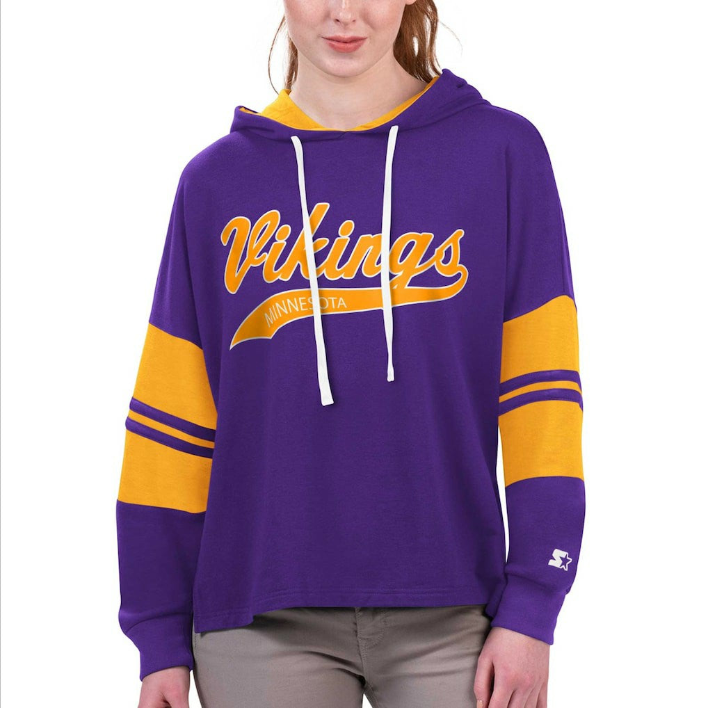 Minnesota Vikings  Starter Women's Bump And Run Long Sleeve Hoodie T-Shirt