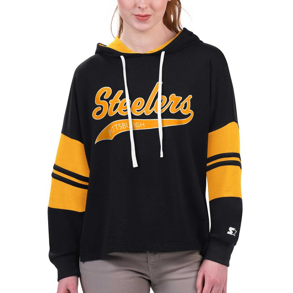 Pittsburgh Steelers  Starter Women's Bump And Run Long Sleeve Hoodie T-Shirt