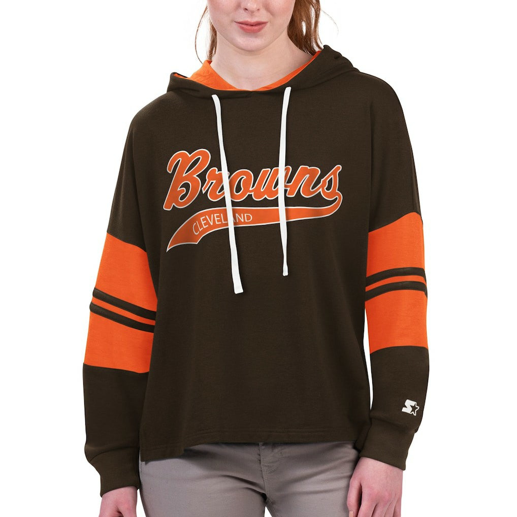 Cleveland Browns  Starter Women's Bump And Run Long Sleeve Hoodie T-Shirt