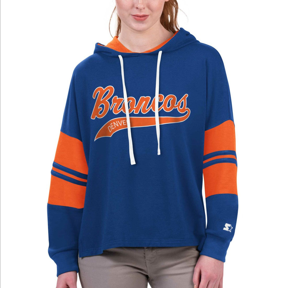 Denver Broncos  Starter Women's Bump And Run Long Sleeve Hoodie T-Shirt