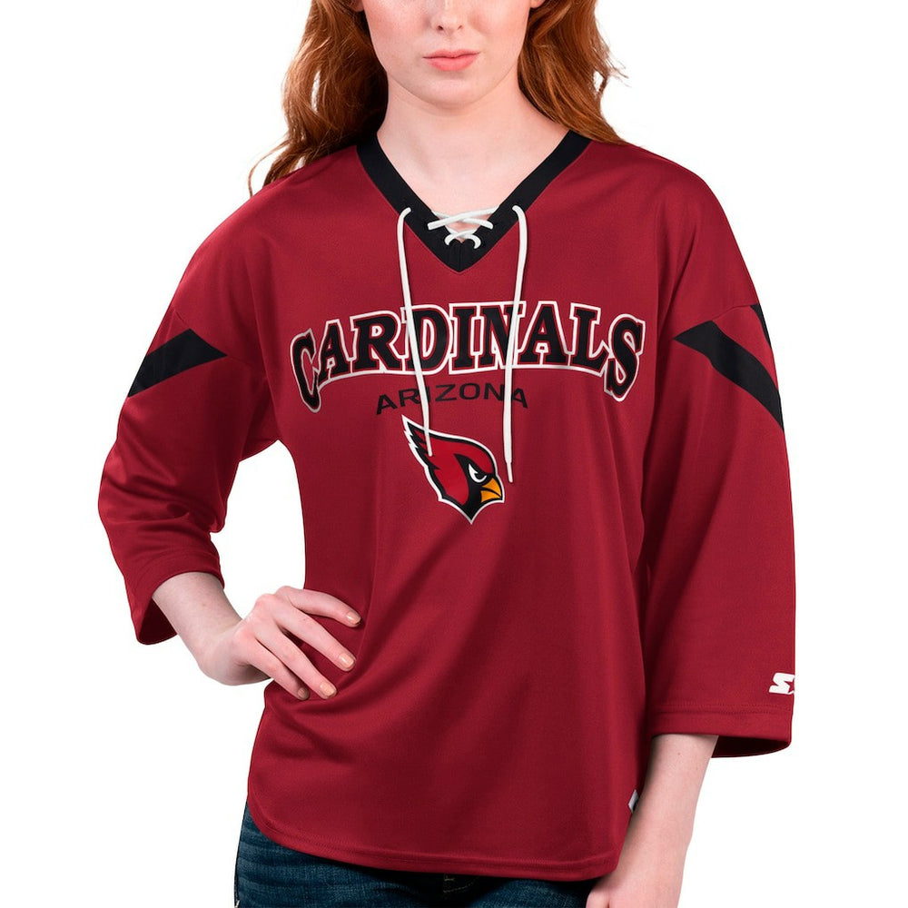Arizona Cardinals  Starter Women's Rally Lace-Up 3/4 Sleeve T-Shirt