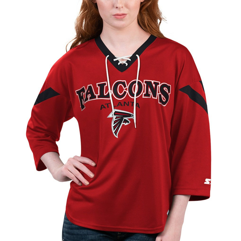 Atlanta Falcons  Starter Women's Rally Lace-Up 3/4 Sleeve T-Shirt