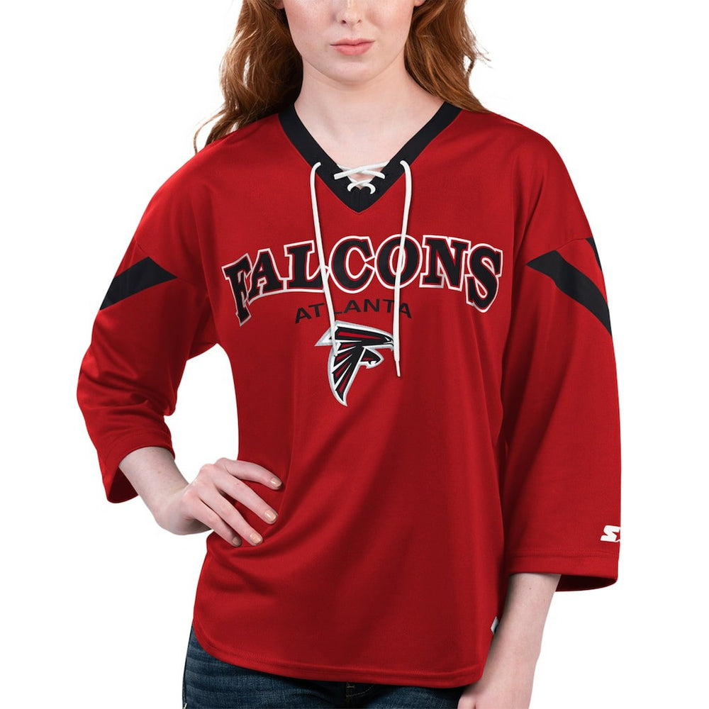 Atlanta Falcons  Starter Women's Rally Lace-Up 3/4 Sleeve T-Shirt