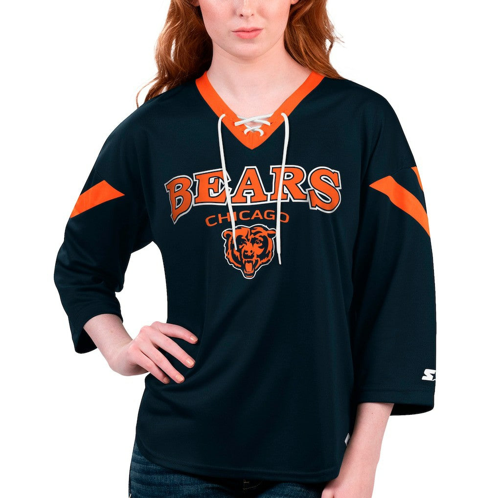 Chicago Bears  Starter Women's Rally Lace-Up 3/4 Sleeve T-Shirt