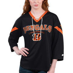 Cincinnati Bengals  Starter Women's Rally Lace-Up 3/4 Sleeve T-Shirt