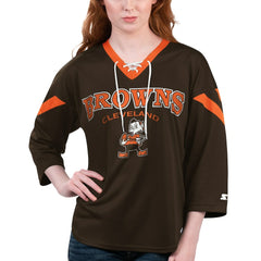 Cleveland Browns  Starter Women's Rally Lace-Up 3/4 Sleeve T-Shirt
