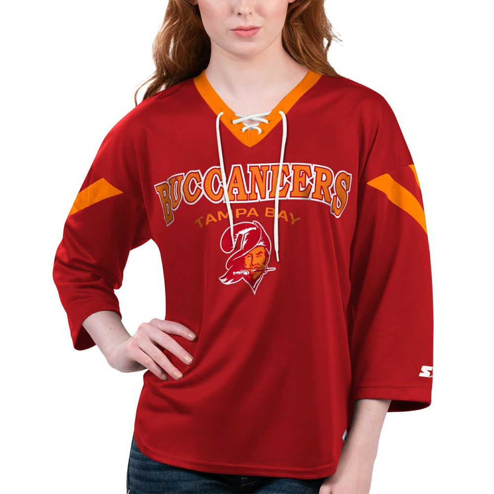 Tampa Bay Buccaneers  Starter Women's Rally Lace-Up 3/4 Sleeve T-Shirt