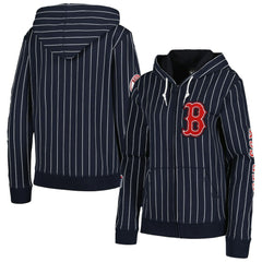 Boston Red Sox New Era Women's Pinstripe Tri-Blend Full-Zip Jacket | MLB Discount