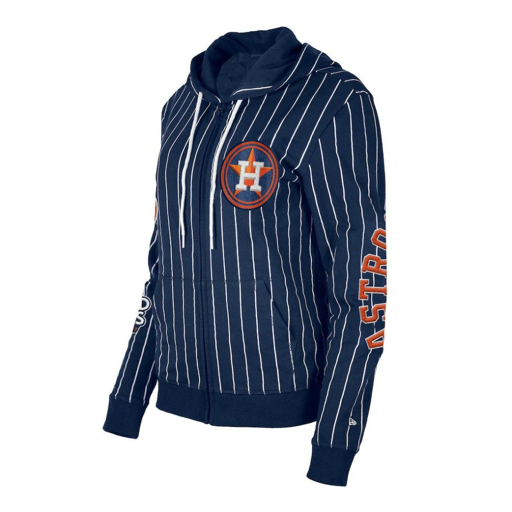Houston Astros New Era Women's Pinstripe Tri-Blend Full-Zip Hoodie Jacket | MLB Outlet