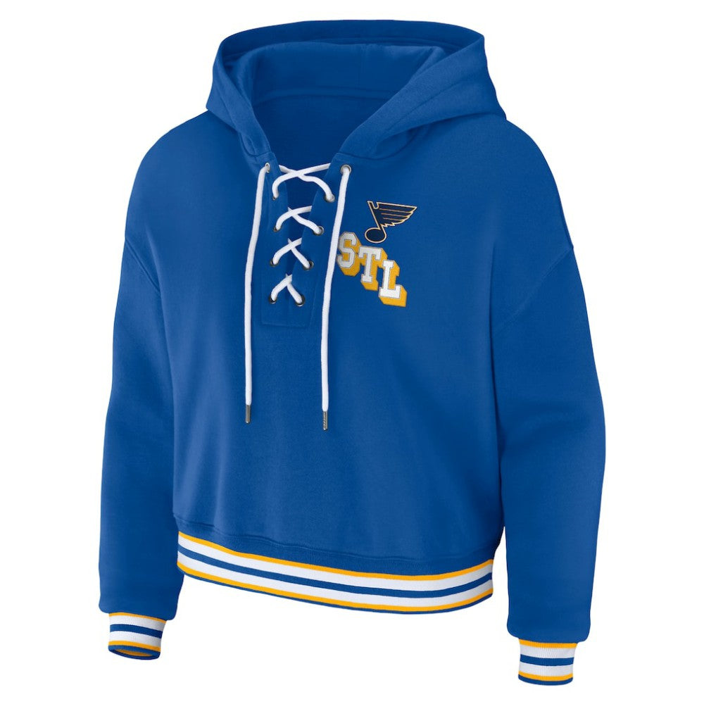 St. Louis Blues WEAR by Erin Andrews Women's Lace-Up Pullover Hoodie Sale